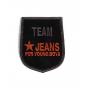 Shield Iron-on Embroidery Sticker - Team Jeans - Color Black and Orange